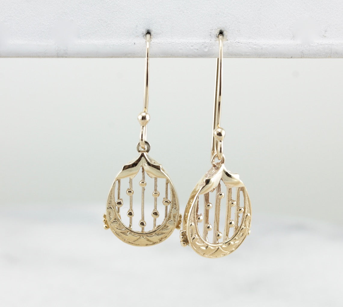Long Gold Teardrop Dangle Earrings