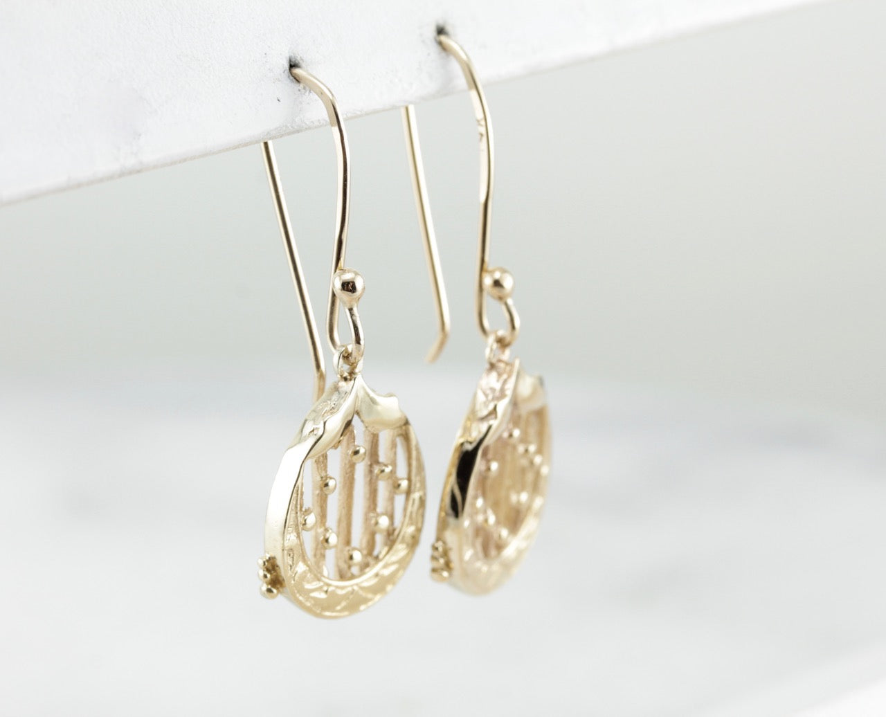 Long Gold Teardrop Dangle Earrings