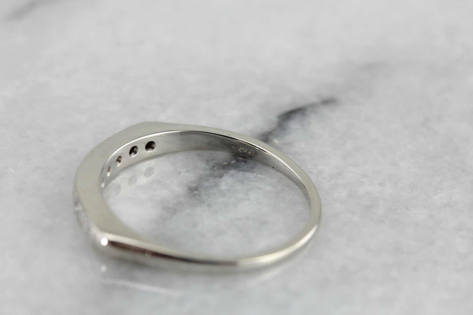 Vintage Diamond Wedding Band, Pave Set Mid Century Style Wedding Band