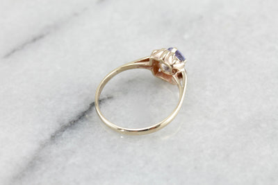 Retro Era Tanzanite Solitaire Ring, Victorian Revival Ladies Ring Mounting with New Stone