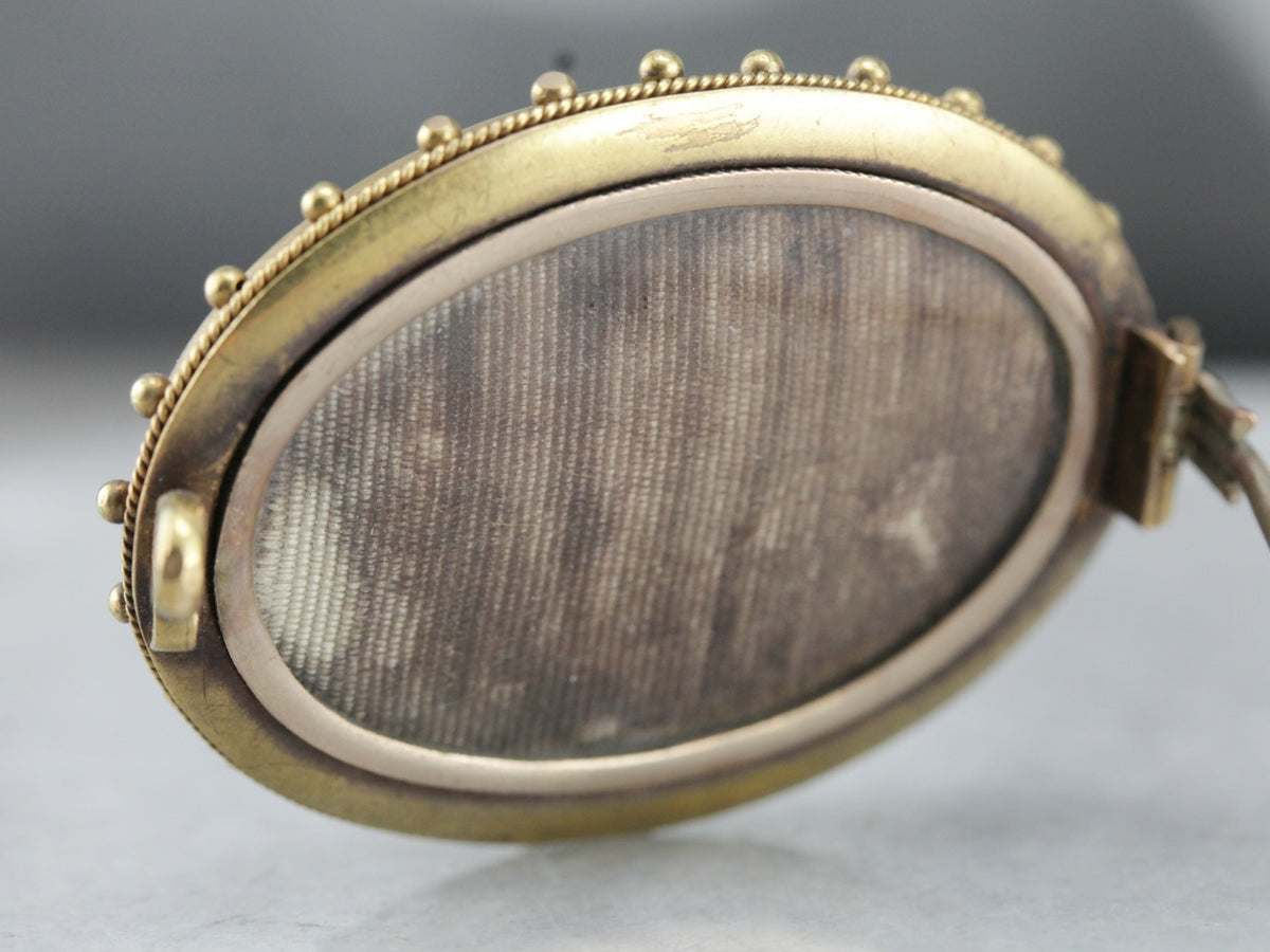 Victorian Hair, Mourning Brooch with Pearl Center