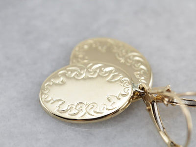 Engraved Oval Converted Cufflink Drop Earrings
