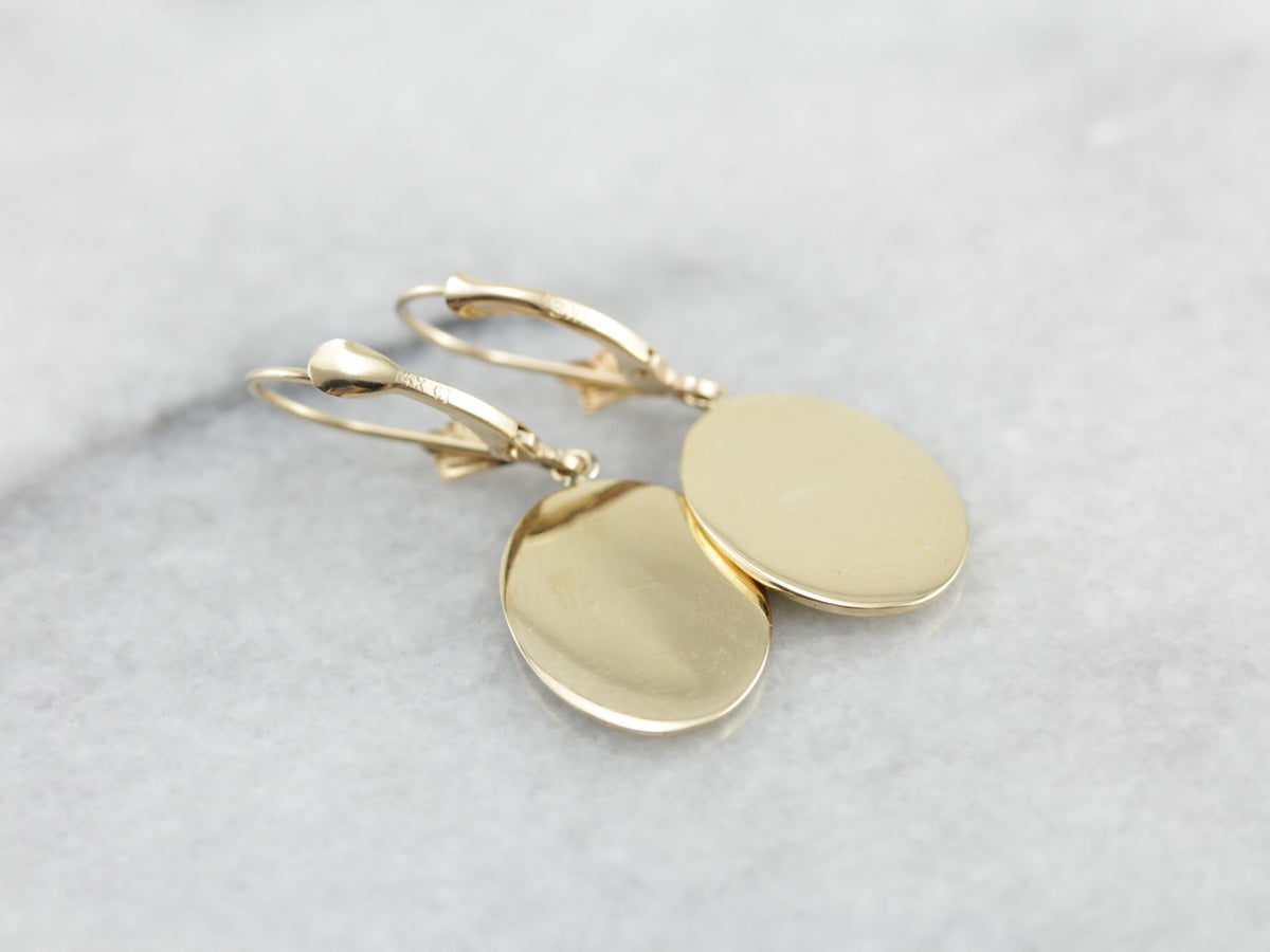 Engraved Oval Converted Cufflink Drop Earrings