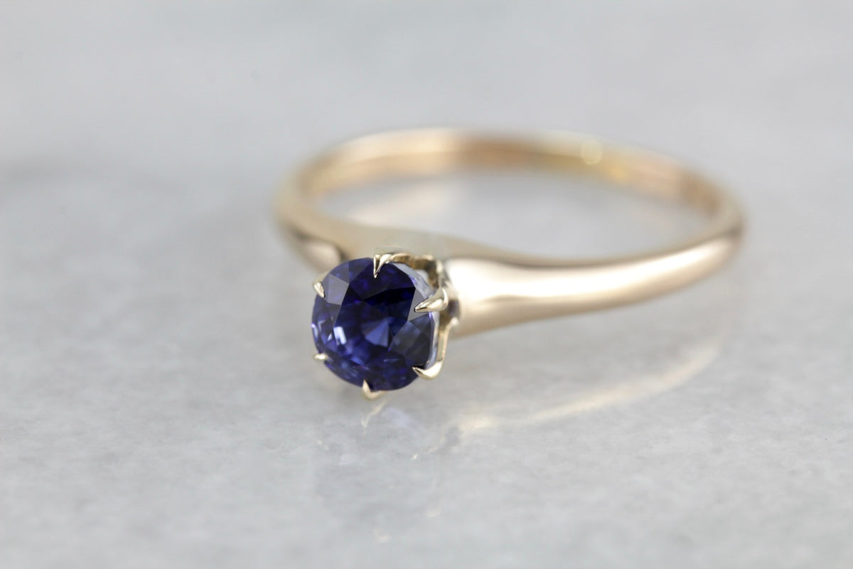 Deep Blue Classic Sapphire Solitaire Engagement Ring