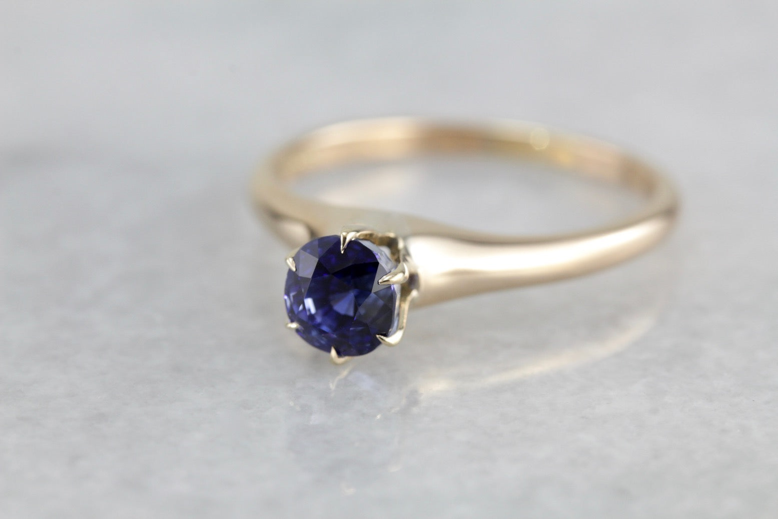 Deep Blue Classic Sapphire Solitaire Engagement Ring
