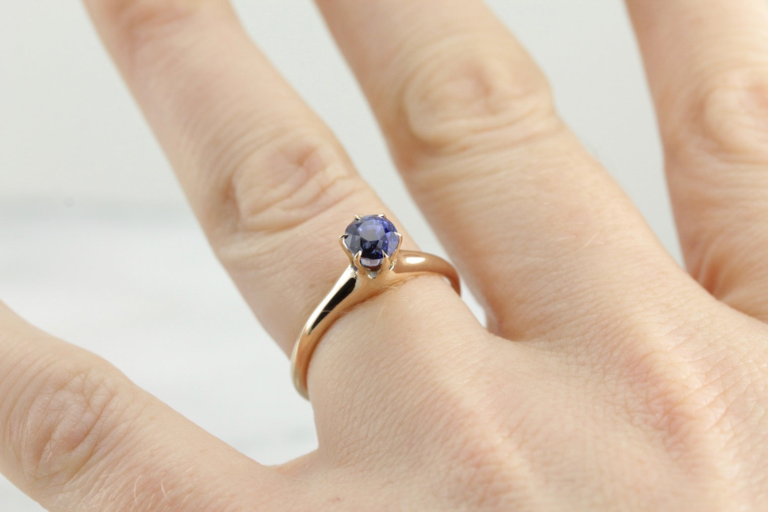 Deep Blue Classic Sapphire Solitaire Engagement Ring