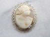 Vintage Shell Cameo Pin or Pendant in Yellow Gold