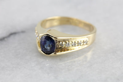 Benchmark Quality Blue Sapphire Diamond Ring