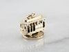 Trolley Car Charm with Spinning Base in Yellow Gold