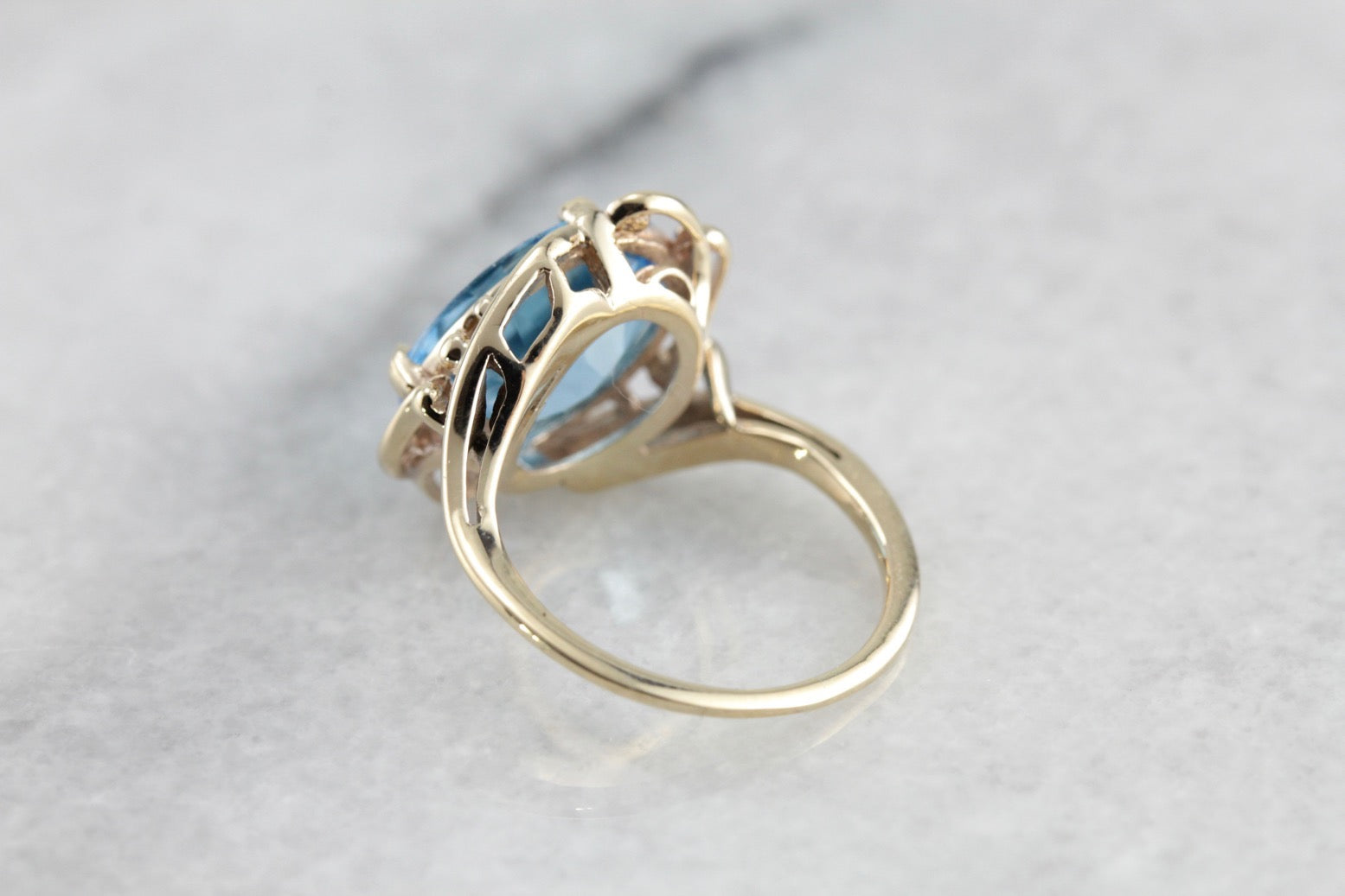 Electric Blue Topaz Gold Cocktail Ring
