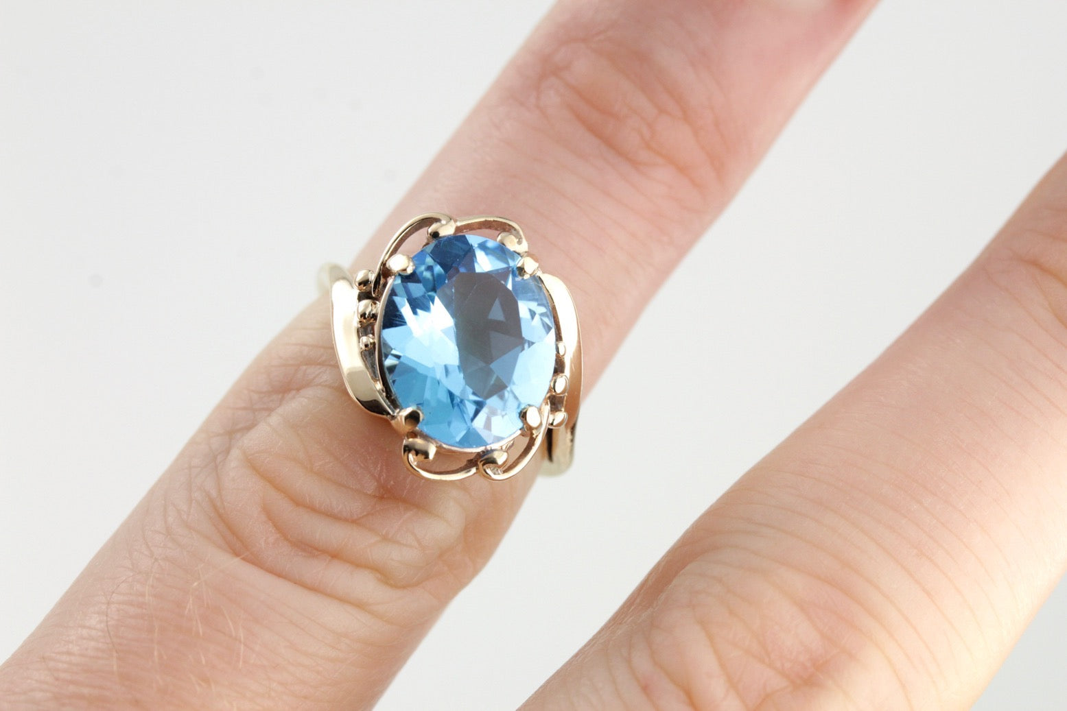 Electric Blue Topaz Gold Cocktail Ring