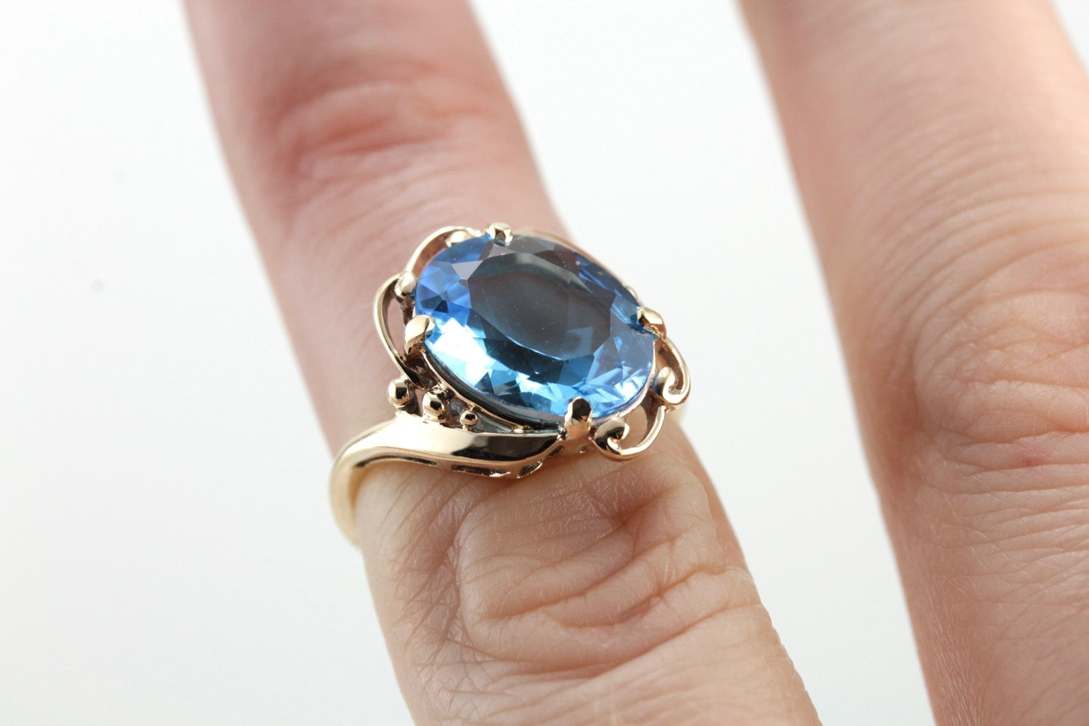 Electric Blue Topaz Gold Cocktail Ring