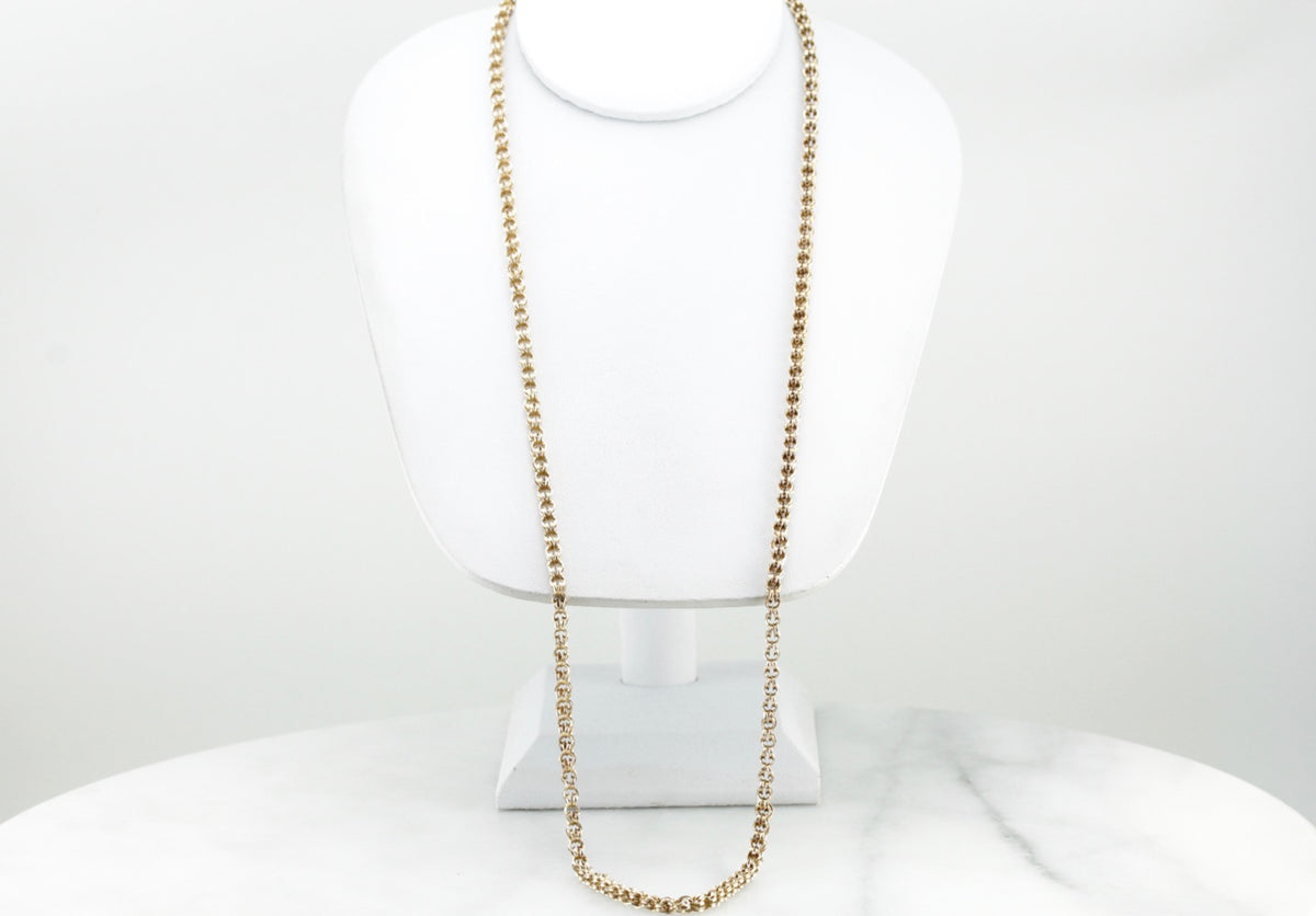 Collar largo de cadena de doble eslabón antiguo