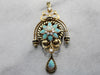 Superb Victorian Revival Opal and Diamond Pin or Pendant