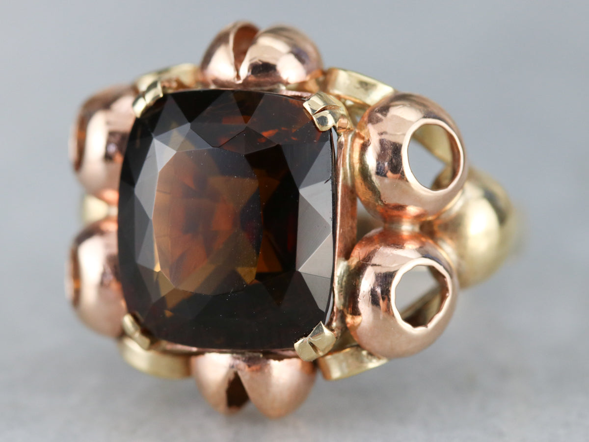 Rose and Yellow Gold Fine Dravite Tourmaline Cocktail Ring