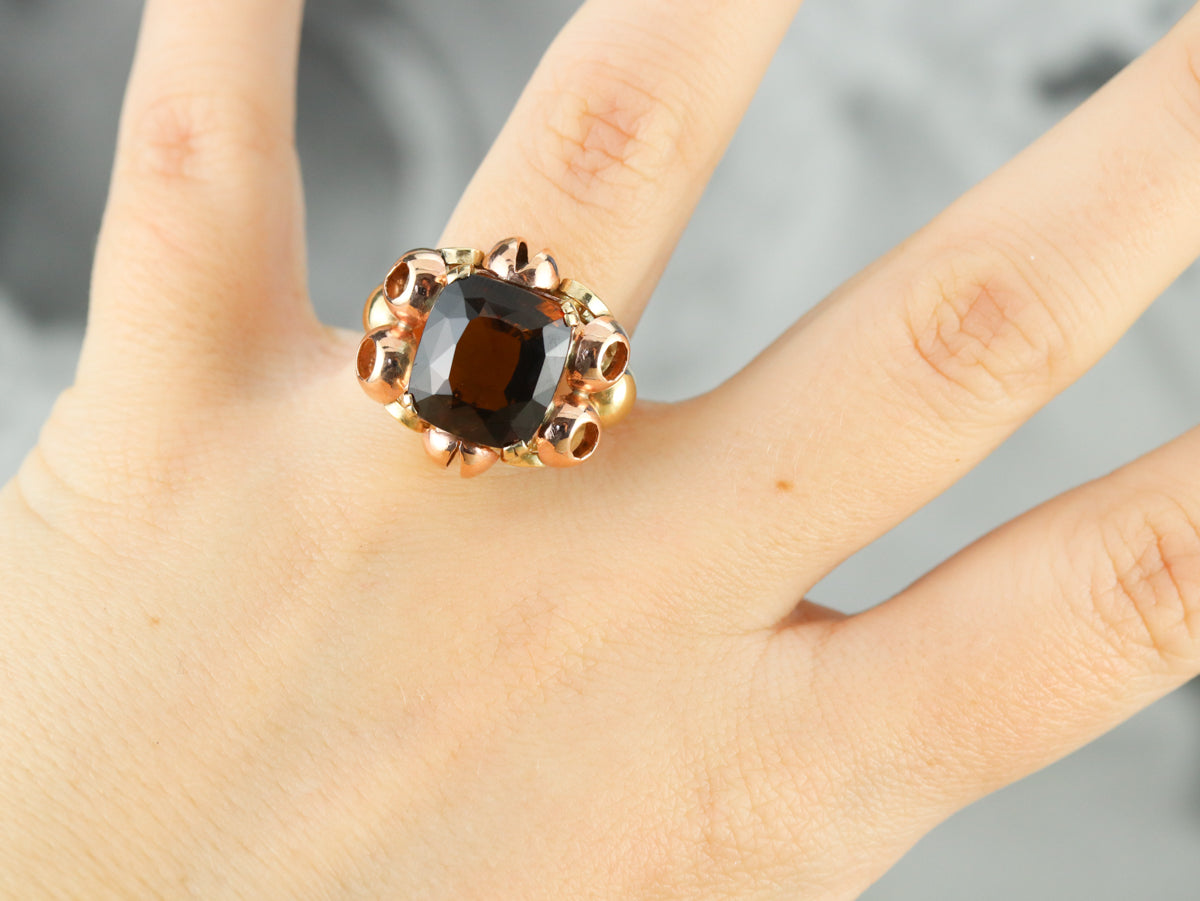 Rose and Yellow Gold Fine Dravite Tourmaline Cocktail Ring