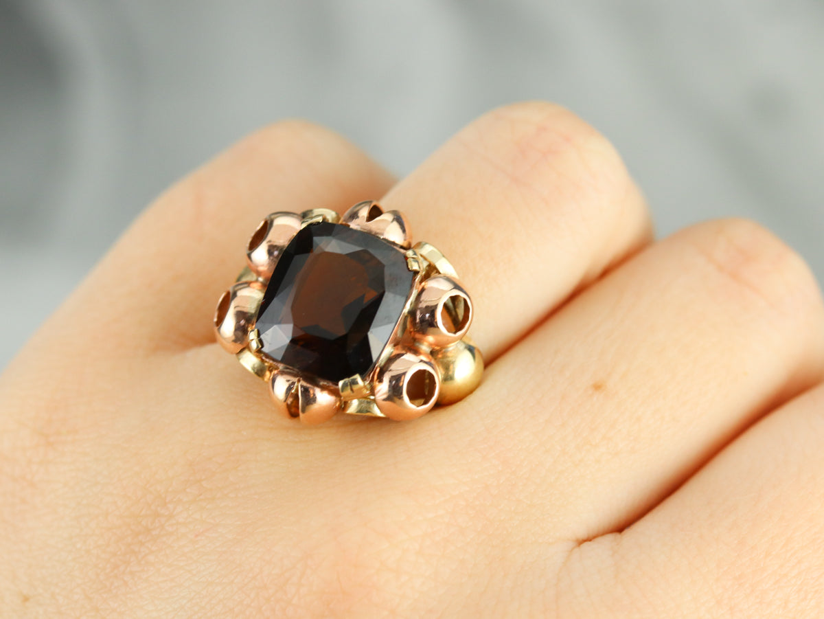 Rose and Yellow Gold Fine Dravite Tourmaline Cocktail Ring
