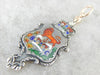 Upcycled Enamel Lion and Crest Mixed Metal Pendant