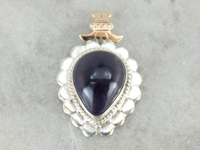 Royal Purple Amethyst Pendant with Victorian Details