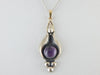Vintage Amethyst and Sterling Silver Pendant with Gold Bail