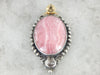 Vintage Rhodochrosite Pendant in Silver and Gold