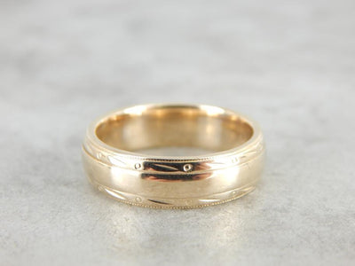 Engraved Pattern Yellow Gold Comfort Band