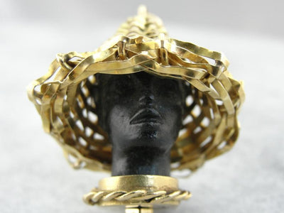 Antique Blackamoor Bust with Straw Hat Pendant