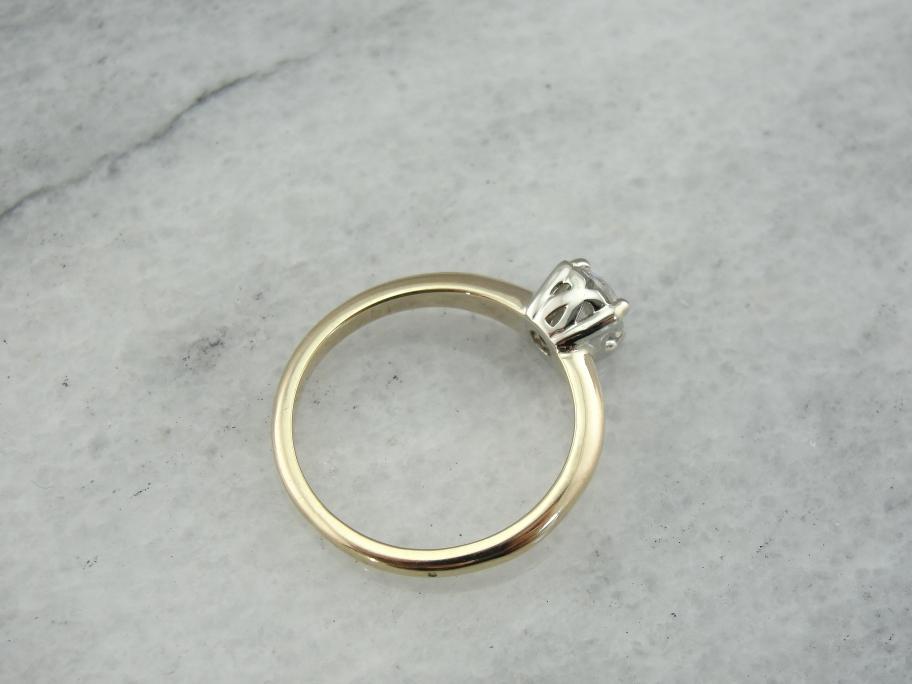 Classic Diamond Solitaire Engagement Ring in Yellow and White Gold