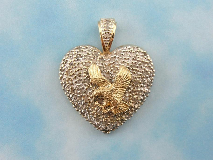 American Eagle and Diamond Heart Pendant