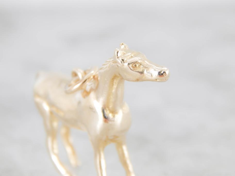 Horse Solid Yellow Gold Charm Pendant