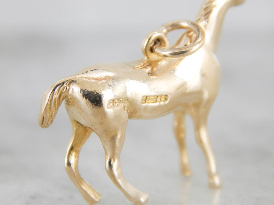 Horse Solid Yellow Gold Charm Pendant