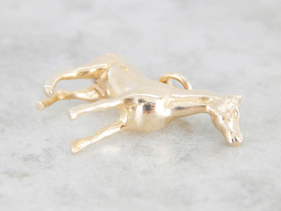 Horse Solid Yellow Gold Charm Pendant
