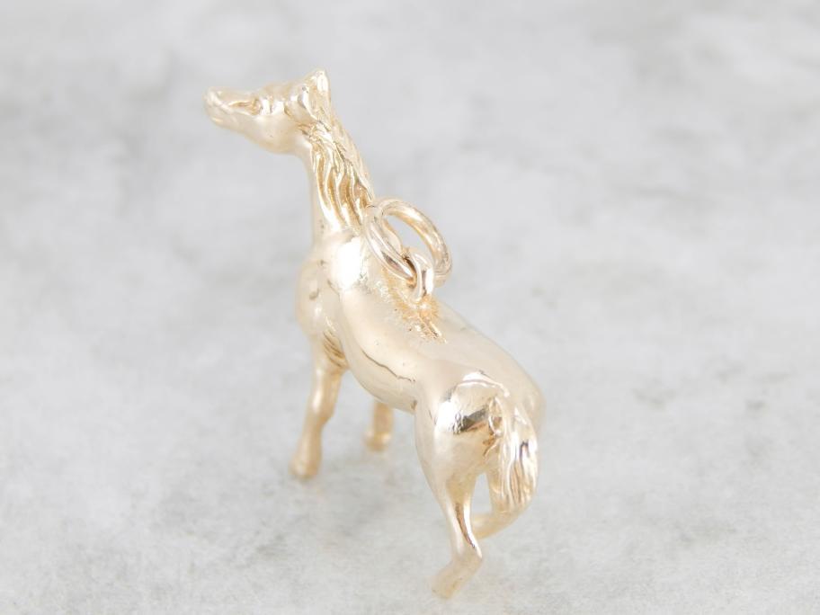 Horse Solid Yellow Gold Charm Pendant