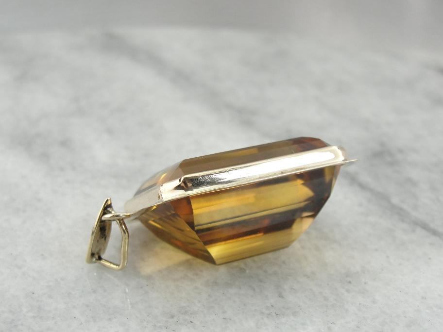 Bold Statement Smoky Quartz Pendant in Yellow Gold