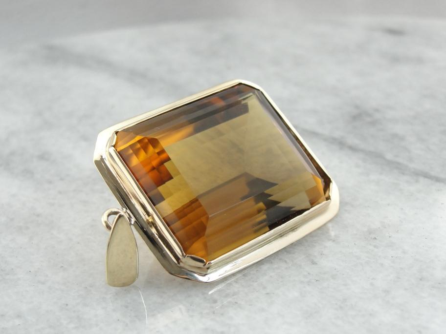 Bold Statement Smoky Quartz Pendant in Yellow Gold