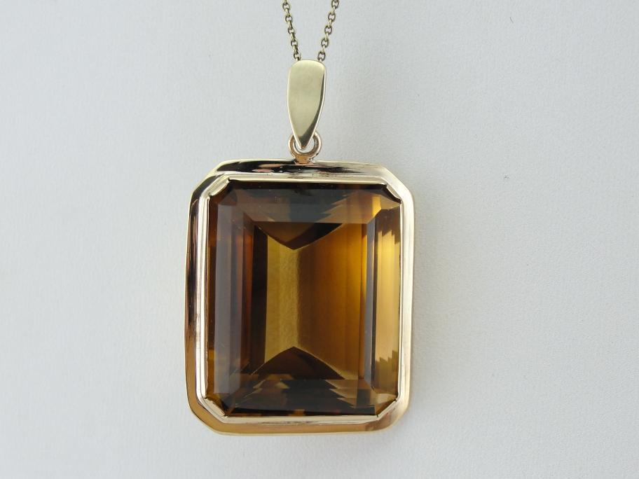 Bold Statement Smoky Quartz Pendant in Yellow Gold