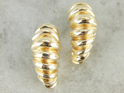 Modernist Form, Abstract Yellow Gold Earrings