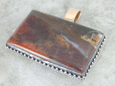 Red Night Sky, An Jasper Pendant with Rose Gold Bail