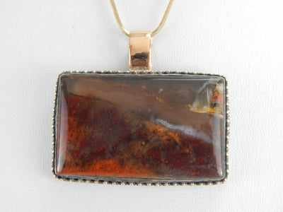 Red Night Sky, An Jasper Pendant with Rose Gold Bail