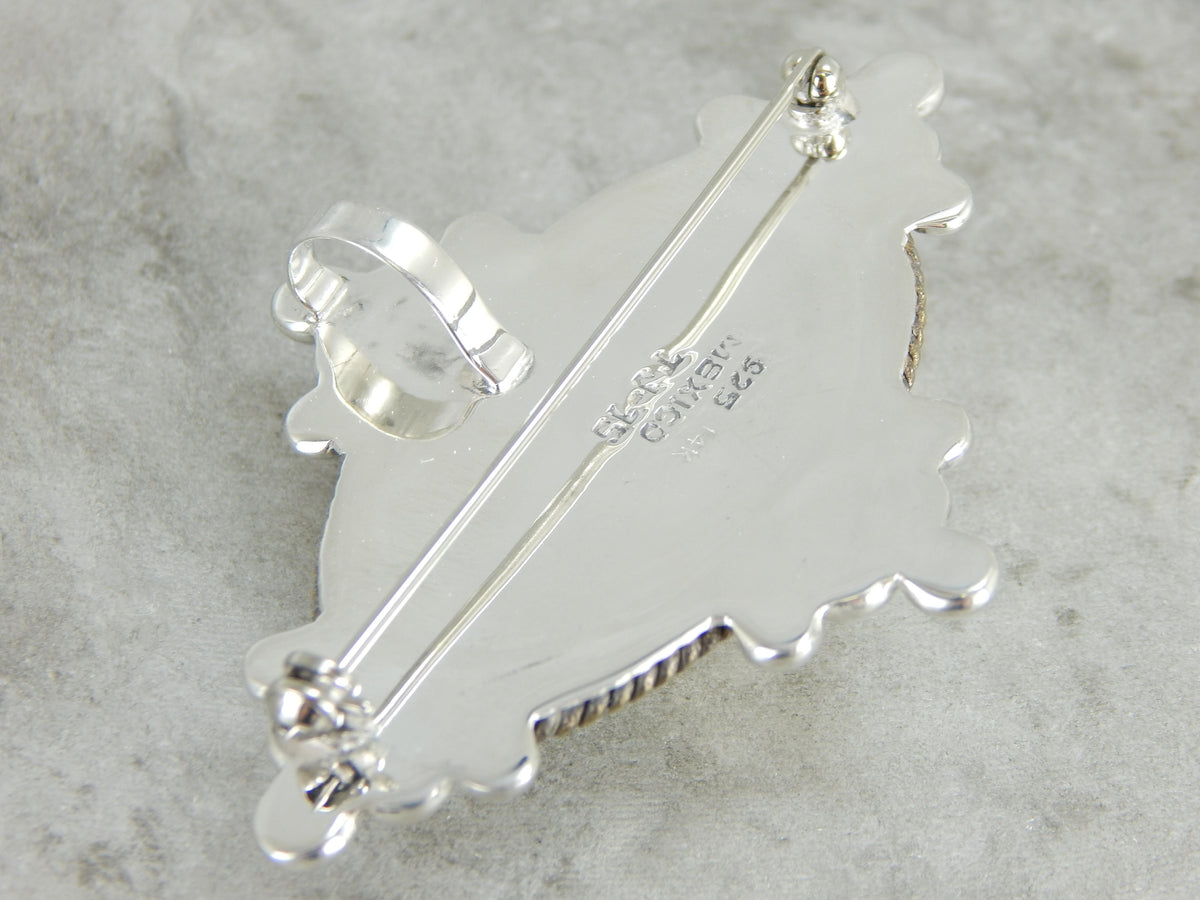 P Monogramed Brooch or Pendant in Silver and Gold