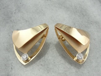 Modern Polished and Textured Diamond Designer Earrings