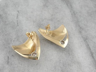 Modern Polished and Textured Diamond Designer Earrings