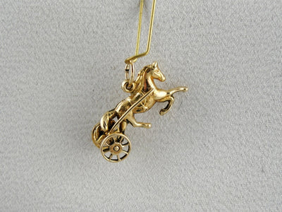 Polished Surrey Horse Racer Movable Yellow Gold Charm or Pendant