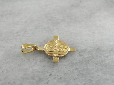 Lovely Gold Victorian Floral Cross Pendant Charm