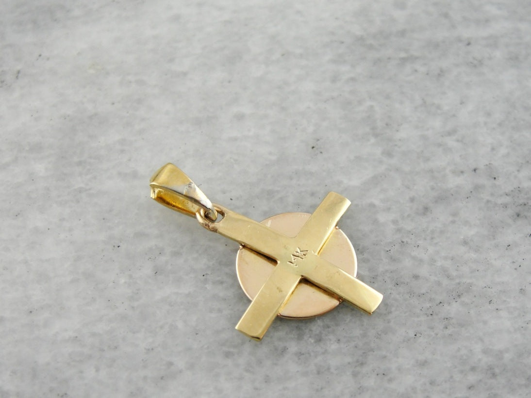 Lovely Gold Victorian Floral Cross Pendant Charm