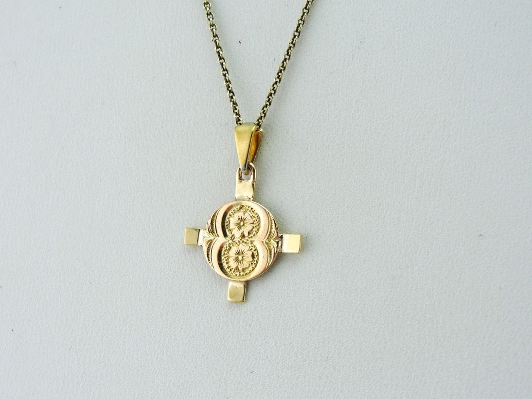 Lovely Gold Victorian Floral Cross Pendant Charm