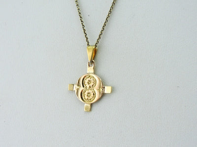 Lovely Gold Victorian Floral Cross Pendant Charm