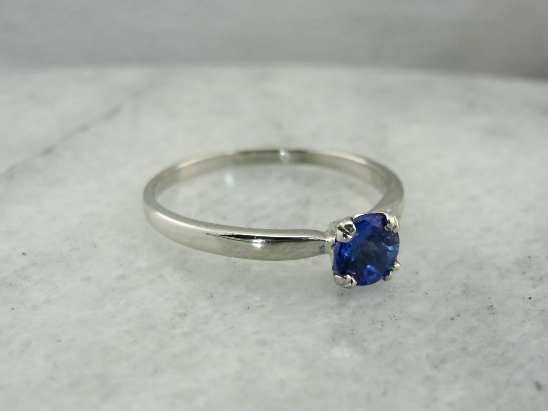 Sapphire Solitaire Platinum Engagement Ring