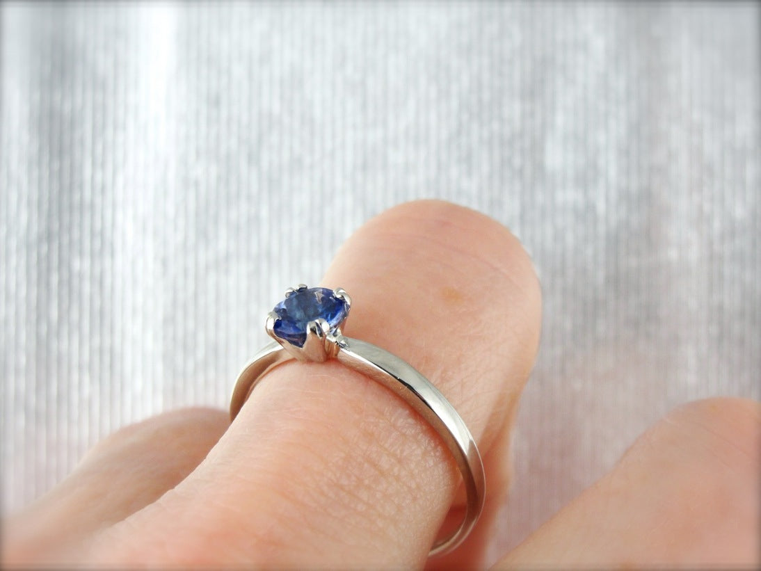 Sapphire Solitaire Platinum Engagement Ring