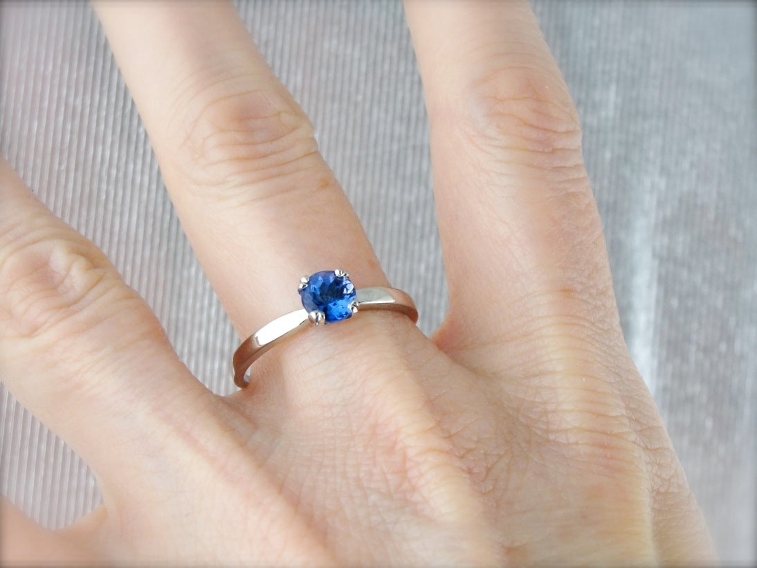 Sapphire Solitaire Platinum Engagement Ring